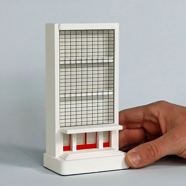 Bauhaus Dessau Mini Entrance Model. Product Shot Front View. Architectural Sculpture by Chisel & Mouse