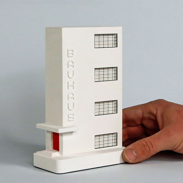 Bauhaus Dessau Mini Stair block Model. Product Shot Front View. Architectural Sculpture by Chisel & Mouse