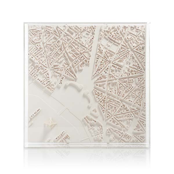 Paris Place Trocadero Cityscape Framed 5000 Model. Product Shot Front View. Architectural Sculpture by Chisel & Mouse