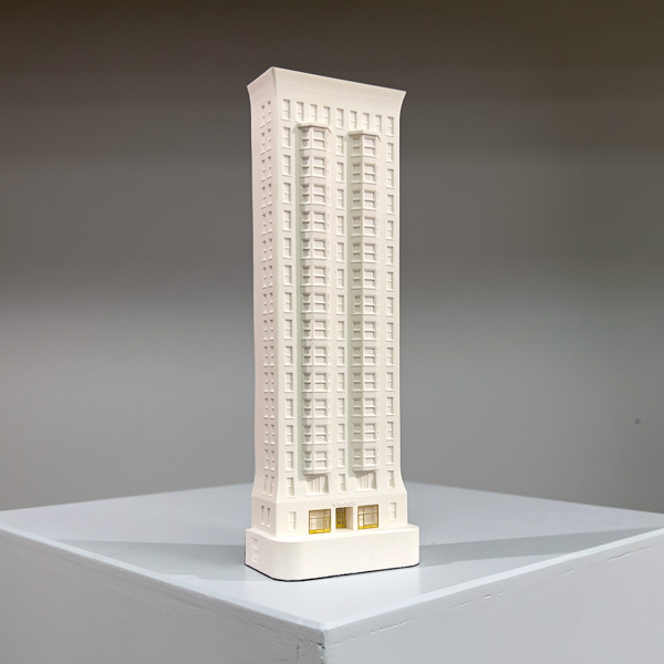 Monadnock Building Model. Product Shot Front View. Architectural Sculpture by Chisel & Mouse