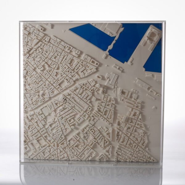 barcelona Cityscape Framed 5000 Model. Product Shot Front View. Architectural Sculpture by Chisel & Mouse