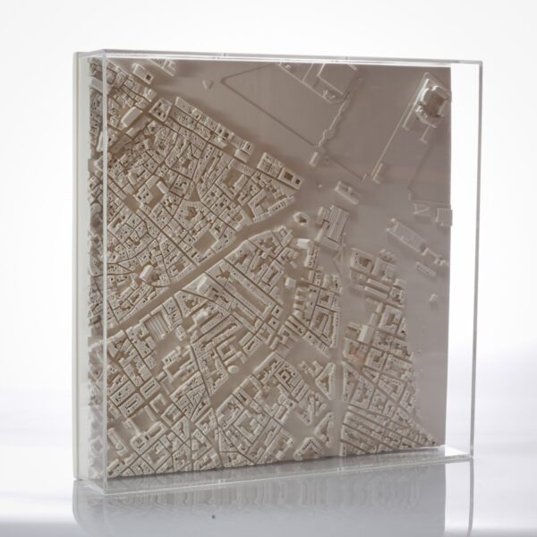 barcelona Cityscape Framed 5000 Model. Product Shot Side View. Architectural Sculpture by Chisel & Mouse