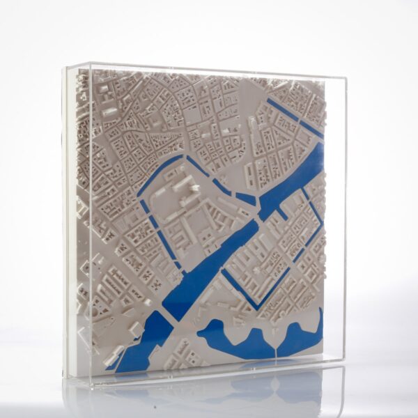 copenhagen Cityscape Framed 5000 Model. Product Shot Side View. Architectural Sculpture by Chisel & Mouse