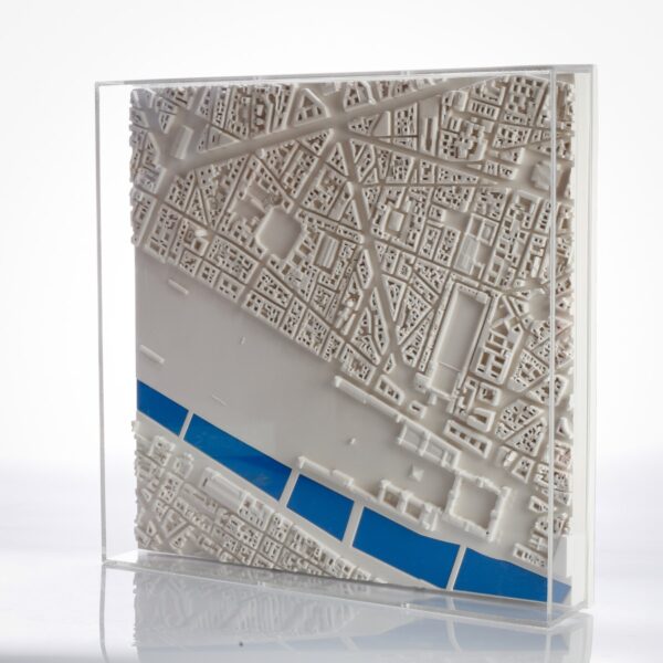 Paris Place Vendome Cityscape Framed 5000 Model. Product Shot Side View. Architectural Sculpture by Chisel & Mouse