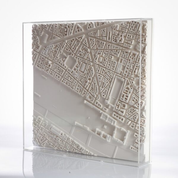 Paris Place Vendome Cityscape Framed 5000 Model. Product Shot Side View. Architectural Sculpture by Chisel & Mouse