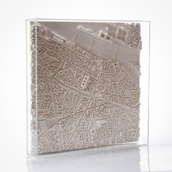 Paris St Germain Cityscape Framed 5000 Model. Product Shot Side View. Architectural Sculpture by Chisel & Mouse