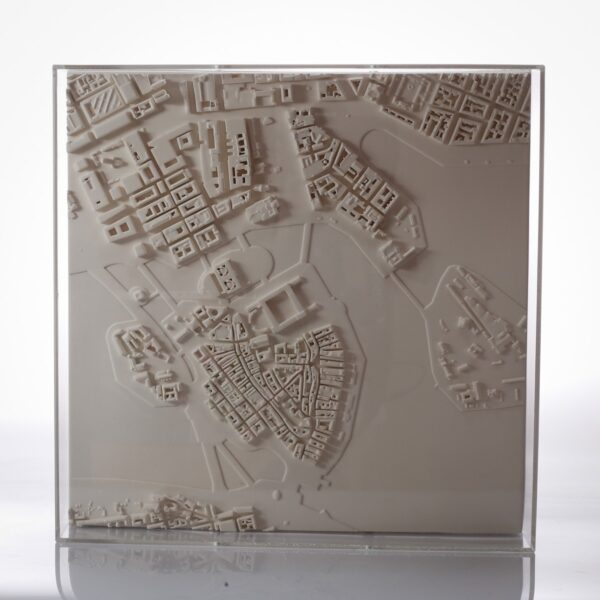 Stockholm Cityscape Framed 5000 Model. Product Shot Front View. Architectural Sculpture by Chisel & Mouse