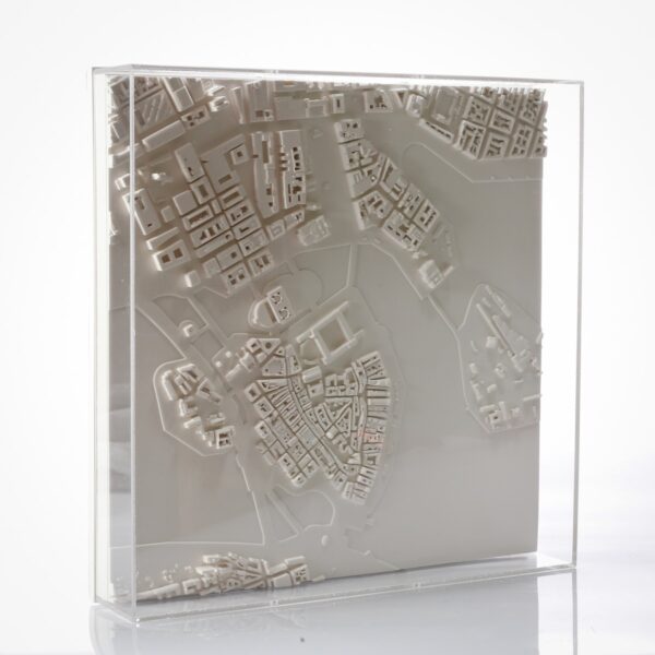 Stockholm Cityscape Framed 5000 Model. Product Shot Side View. Architectural Sculpture by Chisel & Mouse